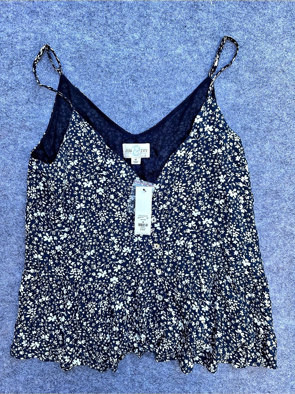 Francesca's Floral Cami in Blue & White Size Medium NWT